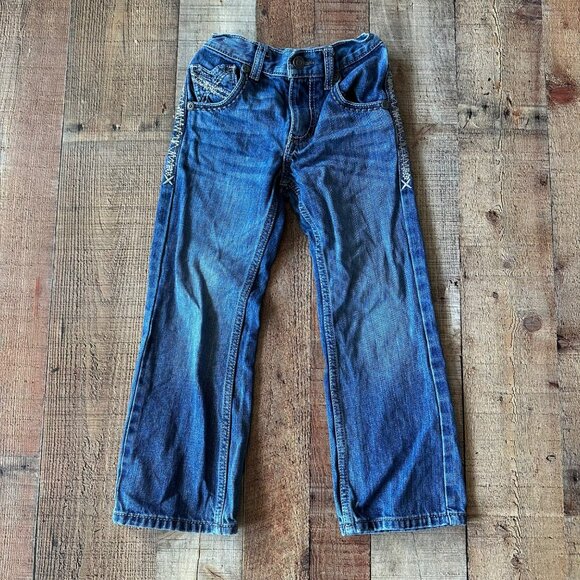 Wrangler 20X Girls Blue Jeans With Embroidered Pockets & Distressed Details - Picture 1 of 9